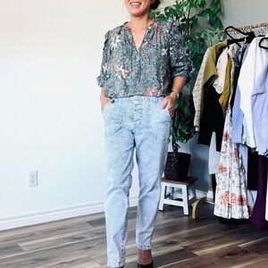 Sundance Womens Emberly Jeans Railroad Stripe Stretch High Rise Taper Size 10